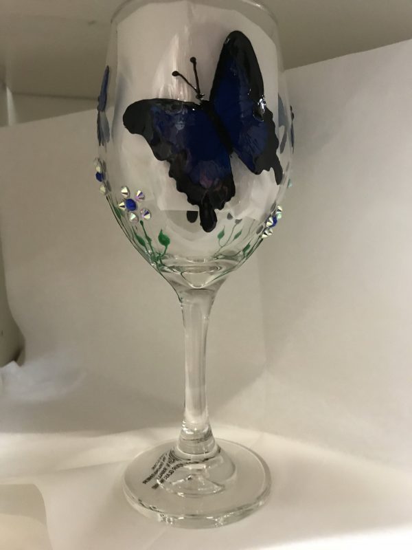 Hand Painted Wine Glass Blue Ulysses