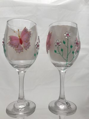 Hand Painted Butterfly Glasses